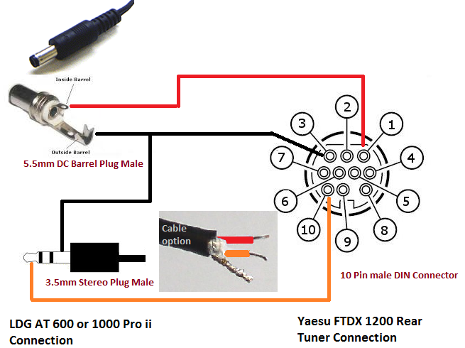 Yaesu FTDX 1200 to LDG AT600-Proii interface cable make homebrew